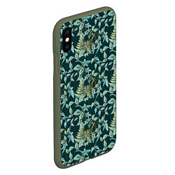 Чехол iPhone XS Max матовый Листья в 3D абстракция, цвет: 3D-темно-зеленый — фото 2