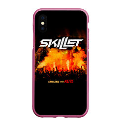 Чехол iPhone XS Max матовый Comatose Comes Alive - Skillet, цвет: 3D-малиновый