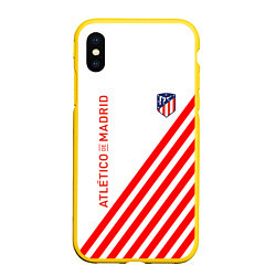 Чехол iPhone XS Max матовый Atletico madrid красные полосы, цвет: 3D-желтый