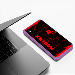 Чехол iPhone XS Max матовый ROBLOX красный логотип, цвет: 3D-фиолетовый — фото 2