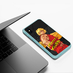 Чехол iPhone XS Max матовый Кен Мастерс - Street Fighter, цвет: 3D-мятный — фото 2