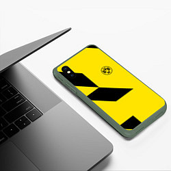 Чехол iPhone XS Max матовый Фк боруссия - fc borussia logo, цвет: 3D-темно-зеленый — фото 2