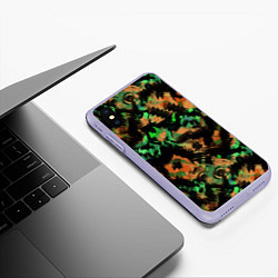 Чехол iPhone XS Max матовый Зелено-оранжевый осенний абстрактный узор, цвет: 3D-светло-сиреневый — фото 2