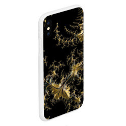 Чехол iPhone XS Max матовый Черный с золотым фрактал мини Абстракция, цвет: 3D-белый — фото 2