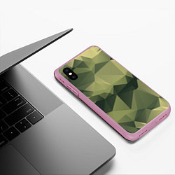 Чехол iPhone XS Max матовый 3д полигоны - камуфляж, цвет: 3D-розовый — фото 2