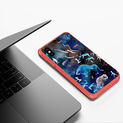 Чехол iPhone XS Max матовый Альтернативная Альтамира синяя, цвет: 3D-красный — фото 2