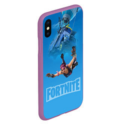 Чехол iPhone XS Max матовый Fortnite Vintage Ramirez Персонаж десантирование и, цвет: 3D-фиолетовый — фото 2