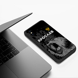 Чехол iPhone XS Max матовый Ярослав Россия Медведь, цвет: 3D-черный — фото 2