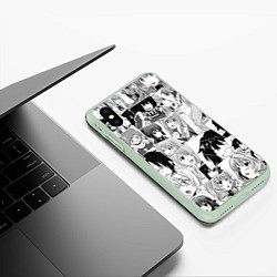 Чехол iPhone XS Max матовый Log Horizon pattern, цвет: 3D-салатовый — фото 2