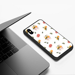 Чехол iPhone XS Max матовый Узор Руки и Апельсины, цвет: 3D-черный — фото 2