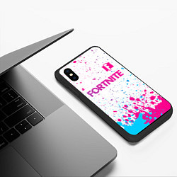 Чехол iPhone XS Max матовый Fortnite Neon Gradient, цвет: 3D-черный — фото 2
