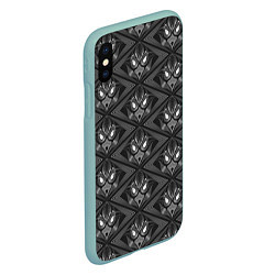 Чехол iPhone XS Max матовый Черно-белый современный узор арт-деко, цвет: 3D-мятный — фото 2
