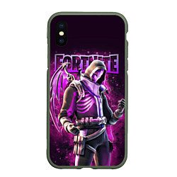 Чехол iPhone XS Max матовый Fortnite Blacklight Крылатый персонаж видеоигры, цвет: 3D-темно-зеленый