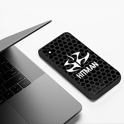 Чехол iPhone XS Max матовый Hitman Glitch на темном фоне, цвет: 3D-черный — фото 2