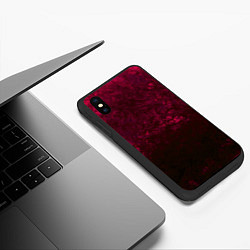 Чехол iPhone XS Max матовый Темно-красный абстрактный узор текстура камня, цвет: 3D-черный — фото 2