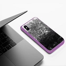 Чехол iPhone XS Max матовый Текстура камня черно-белый узор, цвет: 3D-фиолетовый — фото 2