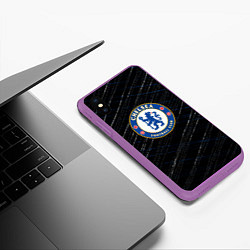 Чехол iPhone XS Max матовый Chelsea много линии, цвет: 3D-фиолетовый — фото 2