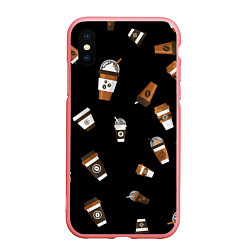 Чехол iPhone XS Max матовый Кофейные стаканы, цвет: 3D-баблгам
