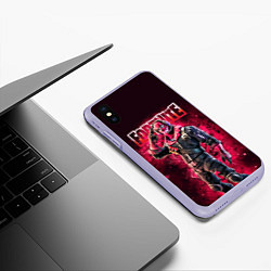 Чехол iPhone XS Max матовый Fortnite Raptor Skin Video game, цвет: 3D-светло-сиреневый — фото 2