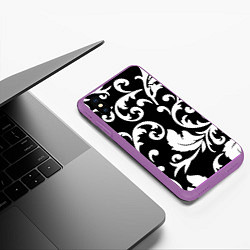 Чехол iPhone XS Max матовый Minimalist floral pattern, цвет: 3D-фиолетовый — фото 2