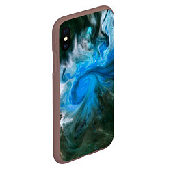 Чехол iPhone XS Max матовый Неоновые краски - Синий, цвет: 3D-коричневый — фото 2