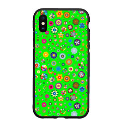 Чехол iPhone XS Max матовый TEXTURE OF MULTICOLORED FLOWERS, цвет: 3D-черный