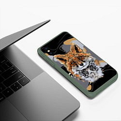 Чехол iPhone XS Max матовый Лисица-сестрица, цвет: 3D-темно-зеленый — фото 2