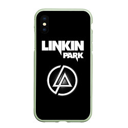 Чехол iPhone XS Max матовый Linkin Park логотип и надпись, цвет: 3D-салатовый