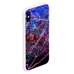 Чехол iPhone XS Max матовый Неоновые сети - Синий, цвет: 3D-белый — фото 2