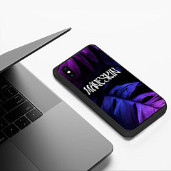 Чехол iPhone XS Max матовый Maneskin Neon Monstera, цвет: 3D-черный — фото 2