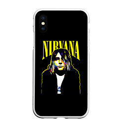 Чехол iPhone XS Max матовый Рок - группа Nirvana, цвет: 3D-белый