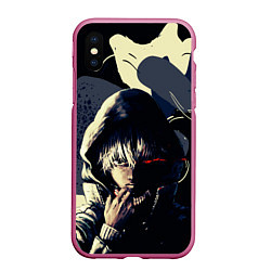 Чехол iPhone XS Max матовый Токийский Гуль- манга темное фэнтези, цвет: 3D-малиновый