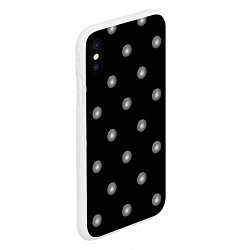 Чехол iPhone XS Max матовый Серый горох 3д на черном фоне, цвет: 3D-белый — фото 2