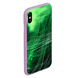 Чехол iPhone XS Max матовый Неоновые волны и линии - Зелёный, цвет: 3D-сиреневый — фото 2