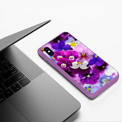 Чехол iPhone XS Max матовый CHARMING PANSIES, цвет: 3D-фиолетовый — фото 2