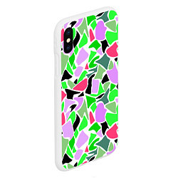 Чехол iPhone XS Max матовый Abstract pattern green pink spots, цвет: 3D-белый — фото 2