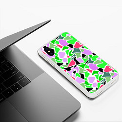 Чехол iPhone XS Max матовый Abstract pattern green pink spots, цвет: 3D-белый — фото 2