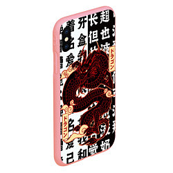 Чехол iPhone XS Max матовый Японский красный Дракон на иероглифах JAPAN Dragon, цвет: 3D-баблгам — фото 2