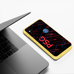 Чехол iPhone XS Max матовый Psg красные синие чёрточки, цвет: 3D-желтый — фото 2