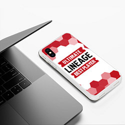 Чехол iPhone XS Max матовый Lineage: красные таблички Best Player и Ultimate, цвет: 3D-белый — фото 2