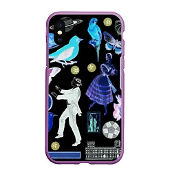 Чехол iPhone XS Max матовый Underground pattern Fashion 2077, цвет: 3D-фиолетовый