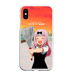 Чехол iPhone XS Max матовый Love is war Госпожа Кагуя, цвет: 3D-белый