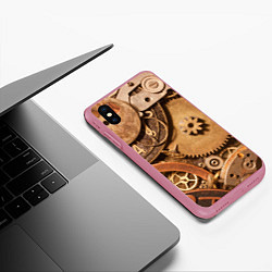 Чехол iPhone XS Max матовый Механистическая композиция из металлических детале, цвет: 3D-малиновый — фото 2