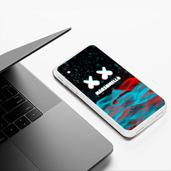 Чехол iPhone XS Max матовый Marshmello logo крапинки, цвет: 3D-белый — фото 2