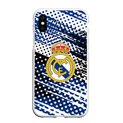 Чехол iPhone XS Max матовый Real madrid Реал Мадрид краски, цвет: 3D-белый
