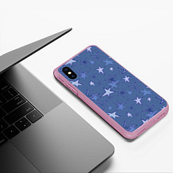 Чехол iPhone XS Max матовый Gray-Blue Star Pattern, цвет: 3D-розовый — фото 2