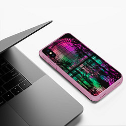 Чехол iPhone XS Max матовый Неоновое здание ночью - Розовый, цвет: 3D-розовый — фото 2