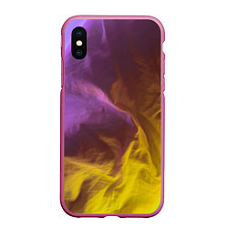 Чехол iPhone XS Max матовый Неоновые фонари на шёлковой поверхности - Фиолетов, цвет: 3D-малиновый