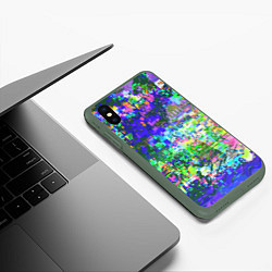 Чехол iPhone XS Max матовый Красочный авангардный глитч Экспрессия, цвет: 3D-темно-зеленый — фото 2