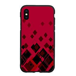 Чехол iPhone XS Max матовый Геометрический узор в красно-черных тонах, цвет: 3D-черный
